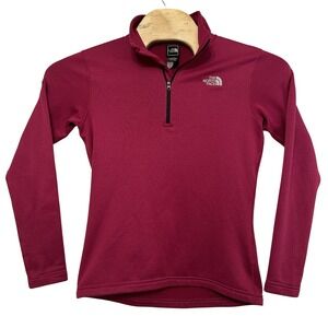 The North Face Womens Size Medium Pink Long Sleeve Athletic 1/4 Zip Fleece Lined